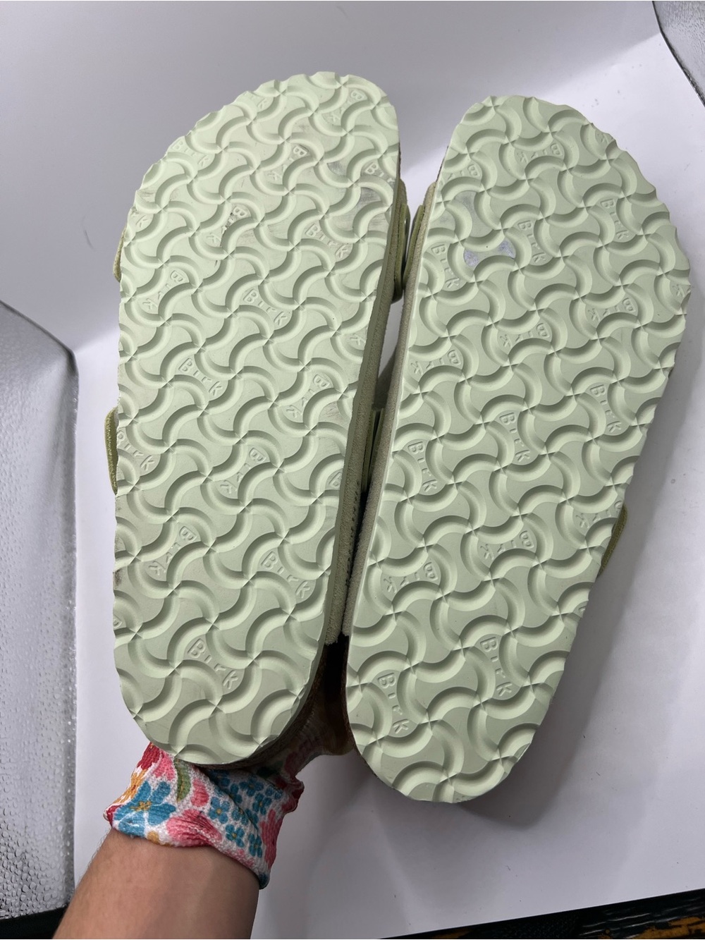 Birkenstock Arizona Suede Sandals - Pale Green - Picture 14 of 14